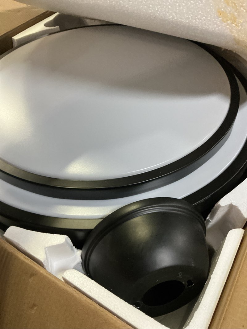 Condition photo showing As Is for LEDIARY Retractable Ceiling Fans with Lights and Remote, 42 Inch Fandelier Ceiling Fans with LED Lighting, Smart Modern Ceiling Fan, Stepless Color Changeable, Dimmable, Timer Setting Modern Black