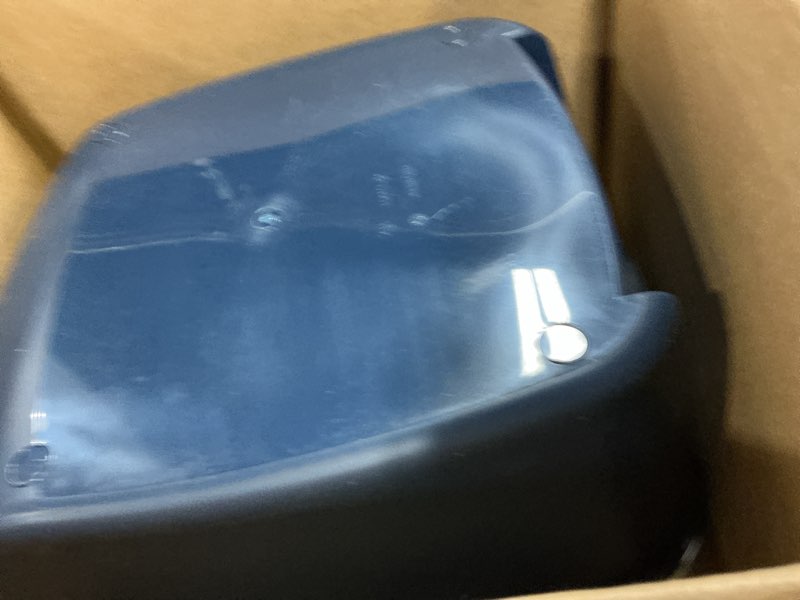 Condition photo showing Good Condition for iris usa cat litter box large with front door flap, covered enclosed litter box enclosure with scoop, handle & buckles for portability & privacy, hidden litter pan, navy jumbo enclosed navy