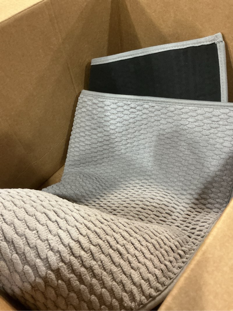 Condition photo showing Good Condition for bathroom runner rug, long bath mat washable thin quick dry low pile bathroom runner rugs 24 x 60 non slip, light grey 24"x60" light grey01 2' x 5' (runner)