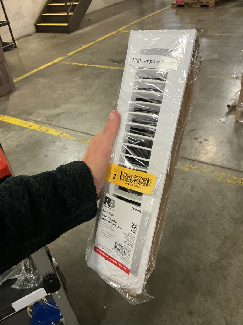 Condition photo showing Good Condition for reliabilt 2-in x 12-in abs resin white floor register