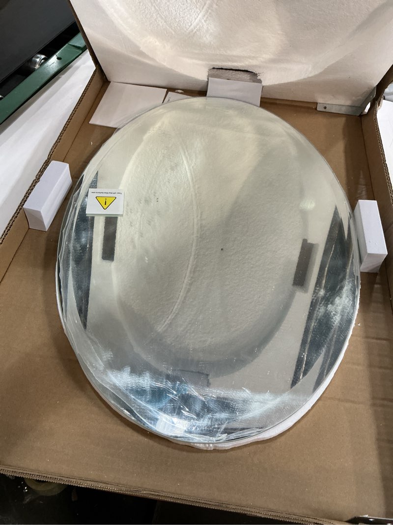 Condition photo showing Good Condition for VocalStar Frameless Oval Mirror, 16" x 24" Bathroom Wall Mirror with Beveled Edge, Modern Decorative Vanity Mirrored for Living Room, Entryway, Bedroom | 1/4-Inch Shatterproof Glass Oval 16"L x 24"W