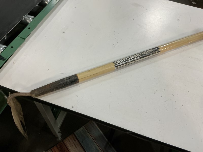 Condition photo showing As Is for craftsman 54-in wood -handle garden hoe