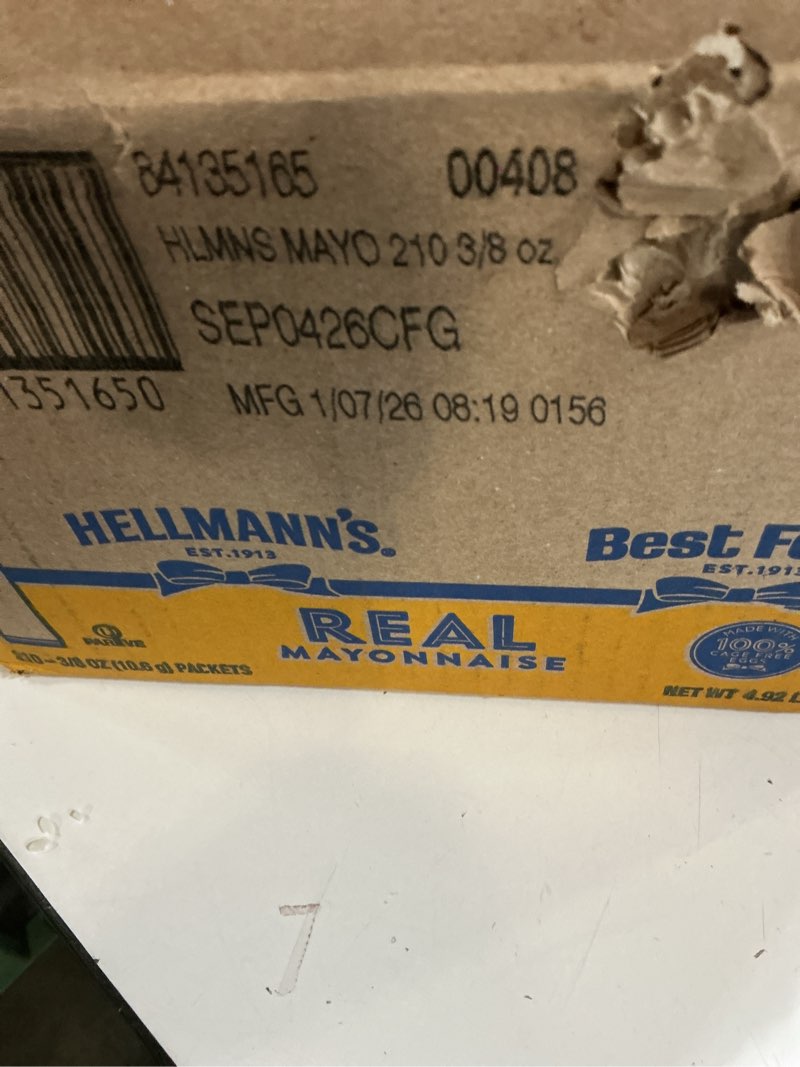 Condition photo showing Good Condition for ( SEP/94/2026) Hellmann's Real Mayonnaise Stick Packets Easy Open, Condiment for Sandwiches, Salads, Mayo Made with 100% Cage Free Eggs, Gluten Free, 0.38 oz, Pack of 210