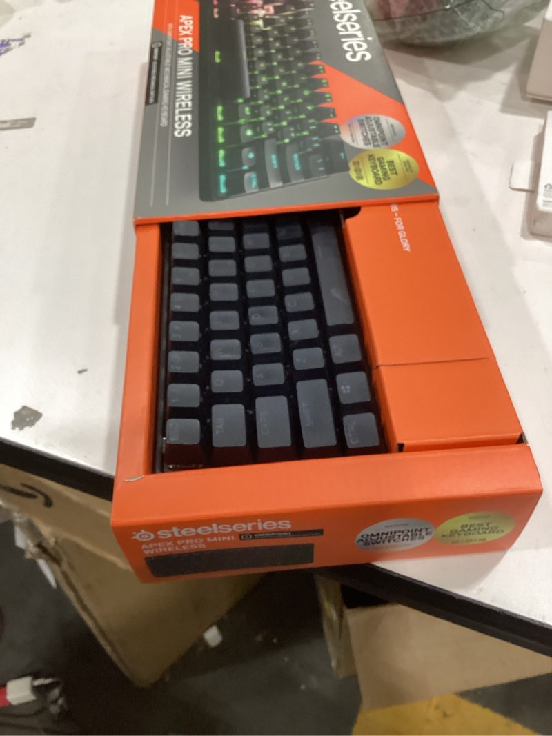 Condition photo showing As Is for steelseries apex pro mini wireless keyboard - 60% design - omnipoint 2.0 - quantum 2.0 wireless - double shot pbt keycaps - black black pro mini 60% gen 2 wireless