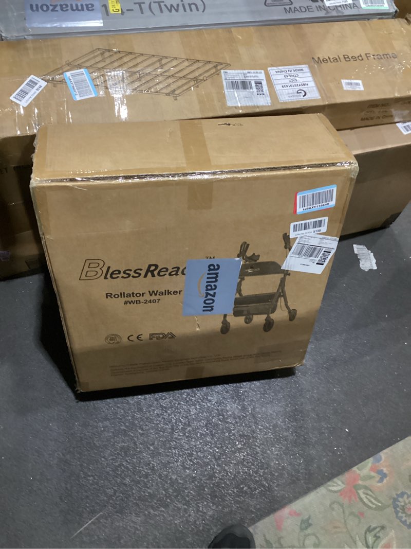 BlessReach Heavy Duty Upright Rollator Walker for Seniors, 450lb Capacity, 6 Height Adjustments, 8" 