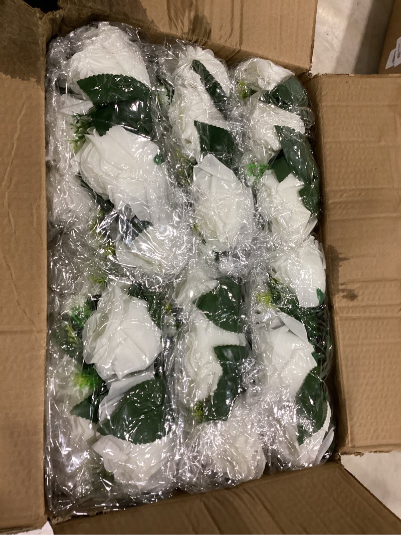 Condition photo showing Good Condition for artificial flower for centerpieces - 6pcs champagne & white fake flowers roses balls, 9.5in diameter silk faux rose flower balls for table wedding party centerpiece decorations champagne&white 6 pieces