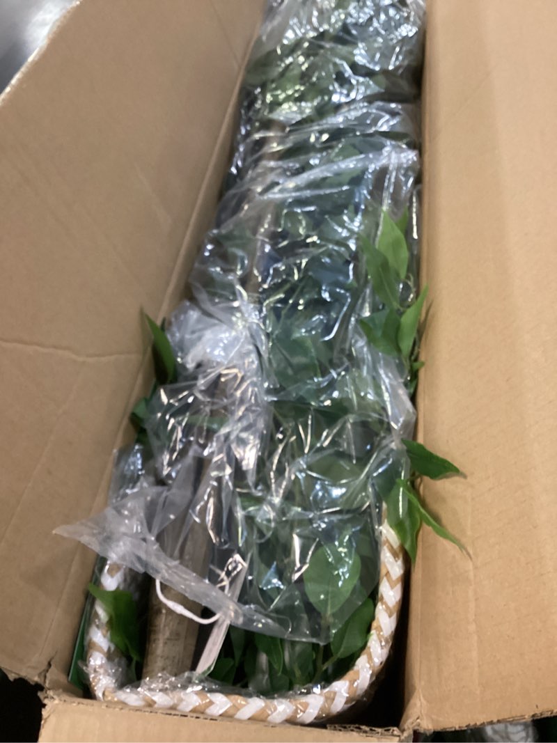 Condition photo showing Good Condition for Artificial Ficus Tree, 7ft Silk Fake Ficus Leaves Plant with Basket, Indoor Outdoor Faux Green Tree for Home Garden Office House Livingroom Décor Ficus 7ft