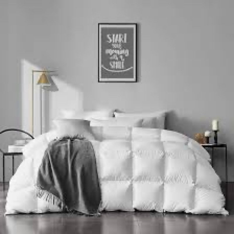 APSMILE Organic Full Size Feathers Down Comforter - All Seasons 100% Cotton Quilted Duvet Insert, Me