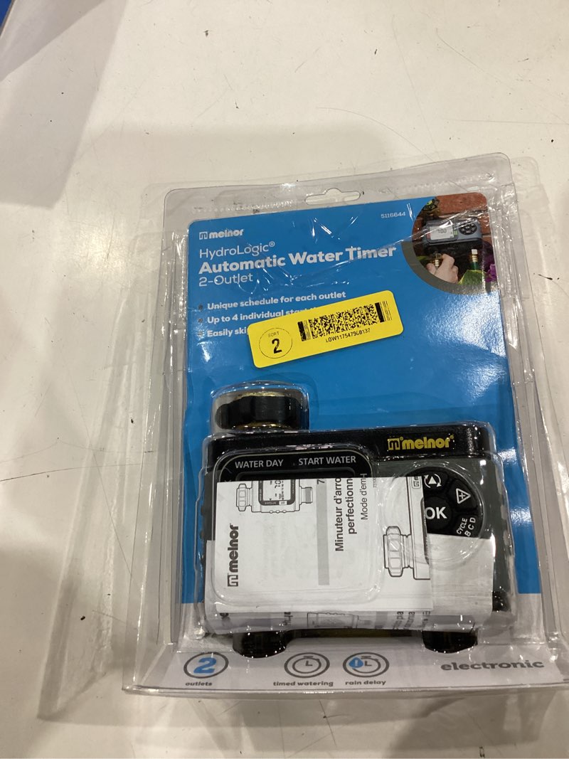 Condition photo showing As Is for melnor 2 output port digital hose end timer