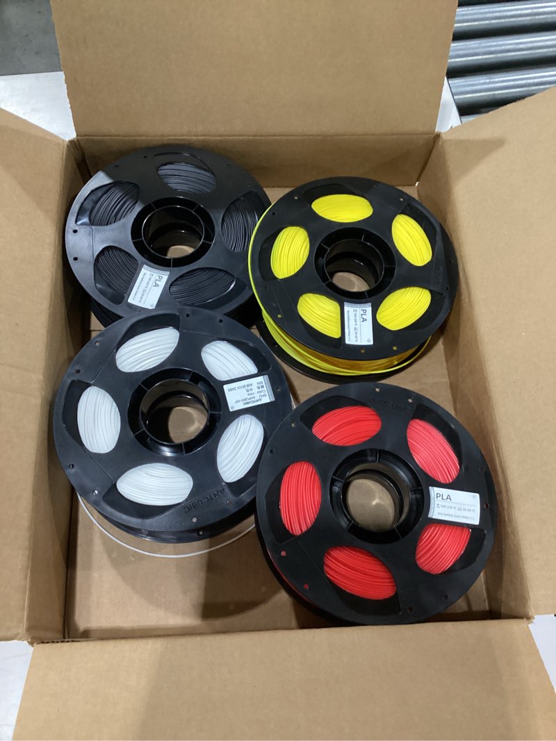 Condition photo showing New/Like New for ANYCUBIC PLA Plus (PLA+), 3D Printer Filament 1.75mm Bundle, High Toughness, Dimensional Accuracy +/- 0.02mm, 4 Pack 1KG Reusable Spool, White, Black, Red, Yellow 4kg Pla+ White, Black, Red, Yellow