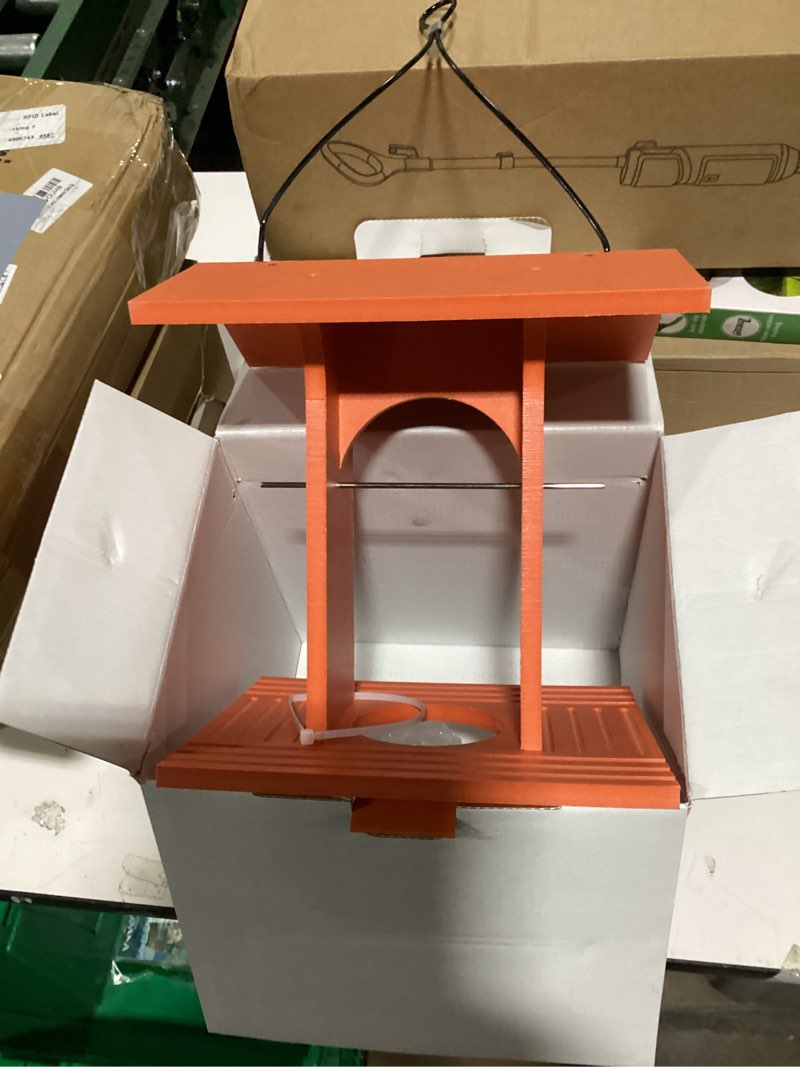 Condition photo showing As Is for oriole feeder for outdoors hanging with gift box, durable hdpe plastic oriole jelly feeder w/fruit holder & 6oz glass bowl, bird feeder for orioles for garden, patio, backyard