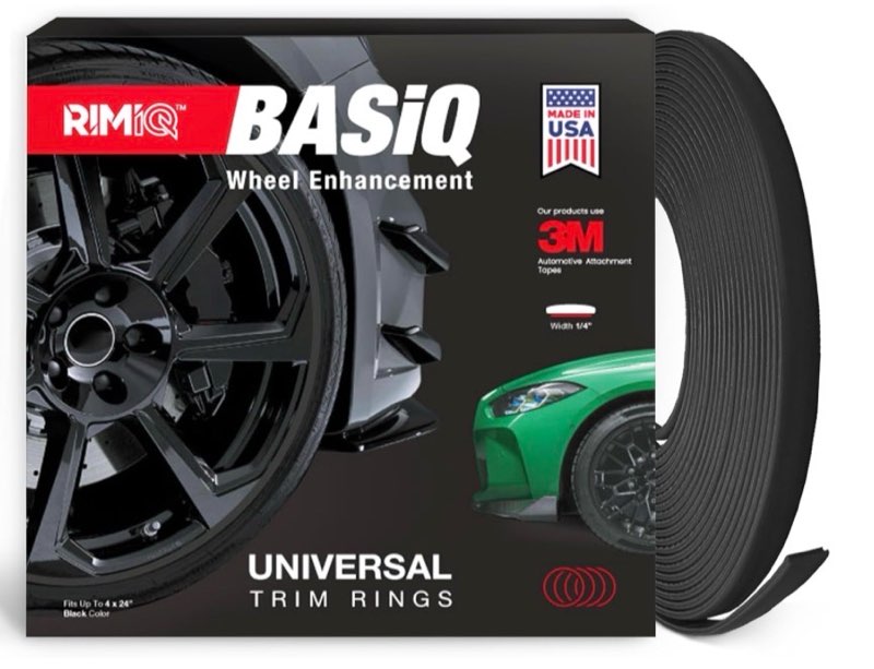 RIMiQ PROTECTiQ Universal Wheel Protection - 1/4" Trim Easy to Apply with Automotive 3M Tape. 6 Colors Made in USA - Fits Up to 24" Rims - Including Tesla - Black Black PROTECTiQ