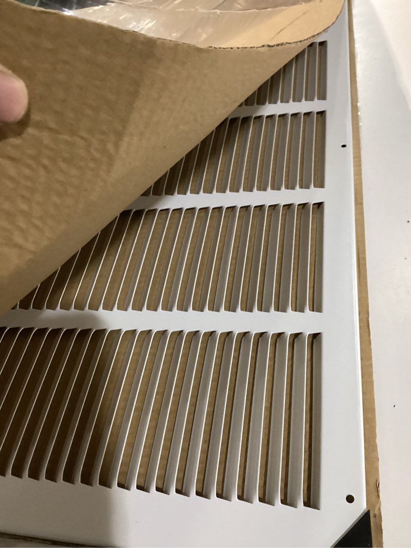 Condition photo showing New/Like New for 26  x 20  return air grille - sidewall and ceiling - hvac vent duct cover diffuser - white outer dimensions: 27.75w x 21.75 h
