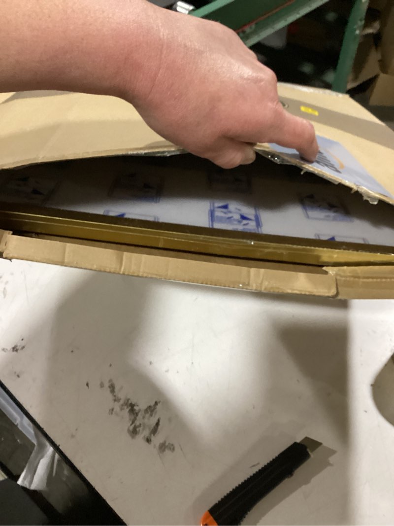 Condition photo showing New/Like New for americanflat 20x26 picture frame with polished plexiglass - use as 11x14 frame with mat or display 20x26 photo without mat - streamline collection - thin border picture frames for wall - gold gold 20x26 white mat
