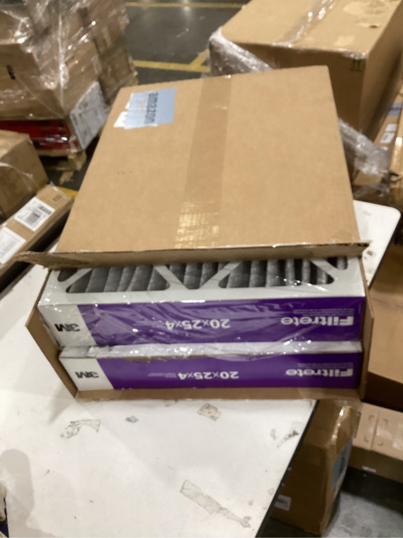 Condition photo showing As Is for Filtrete 20x25x4 AC Furnace Air Filter, MPR 1550, MERV 12, Fits Honeywell & AprilAire Space-Gard, Certified Asthma & Allergy Friendly, Electrostatic Filter, 2-Pack (Actual Size 19.88x24.63x4.31 in)