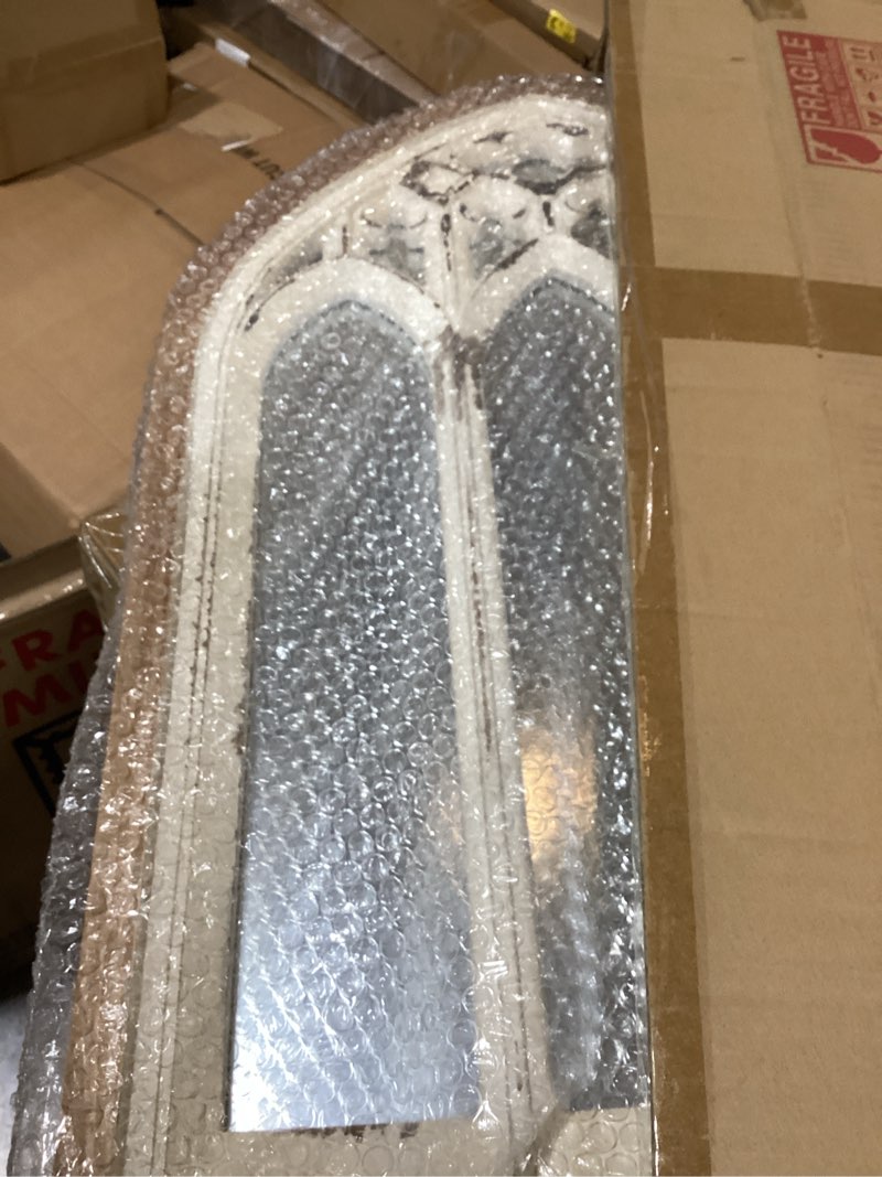 Condition photo showing New/Like New for arch window wall mirror - farmhouse cathedral wall decor with wooden frame for entryway hallway living room - 16.14" x 1.38" x 25.2" 25.2"l x 16.1"w
