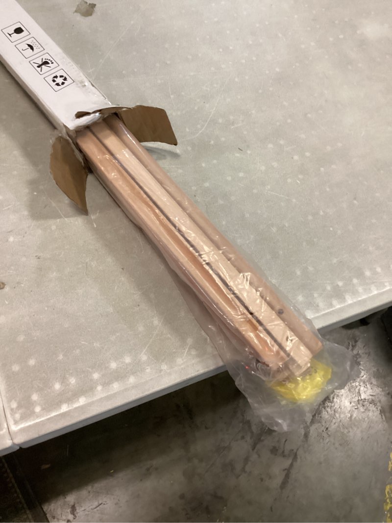 Condition photo showing As Is for meeden wood easel stand for display: wooden display tripod stand for posters pictures paintings - wedding decor holder for welcome sign natural color