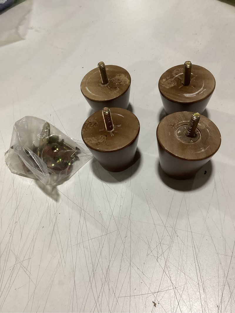 Condition photo showing Good Condition for maricome 2 inch furniture feet set of 4 replacement furniture legs predrilled m8 bolt short small wooden legs for chair dresser cabinet ottoman screw in 2 inch walnut