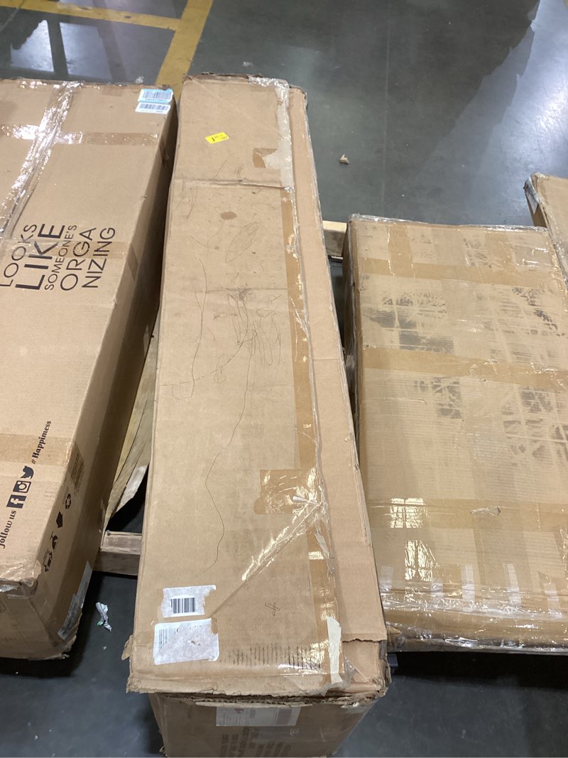 Condition photo showing As Is for amazon basics smart box spring bed base, 9-inch height mattress foundation, tool-free easy assembly, full, 74" l x 53" w x 9" h, white full(74"l x 53"w) 9-inch height