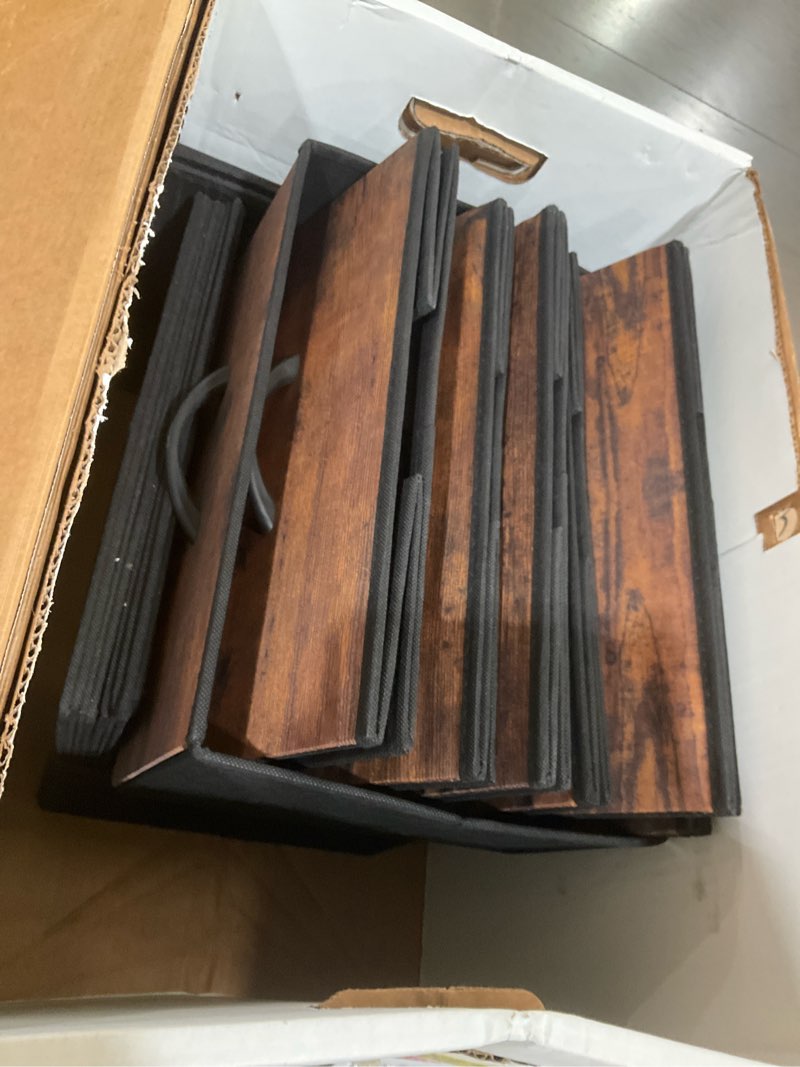 Condition photo showing As Is for huuger 78.7 inch long dresser for bedroom, 15 drawer fabric dresser for closet, large tv stand for 65, 75, 85 inch tv, wide chest of drawer with storage, 78.7" w x 12.9" d x 26.7" h, rustic brown