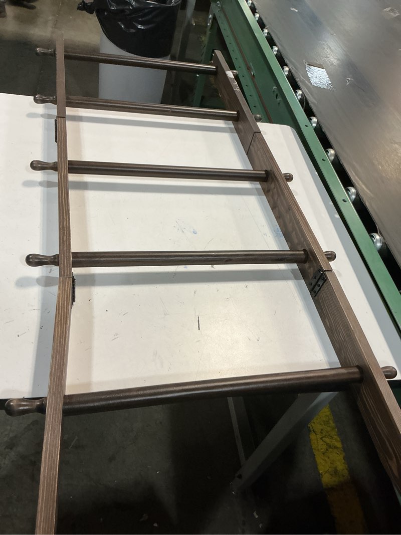 Condition photo showing As Is for TEAKMAMA 6-Tier Blanket Ladder with Hanging Knobs,5.5 Ft Wall Leaning Blanket Ladders for Living Room Bedroom,Rustic Decorative Storage for Quilts,Throws,Easy to Assemble,Rustic Brown