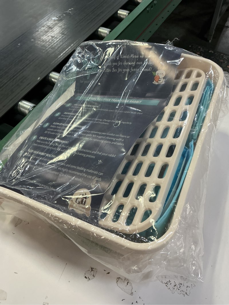 Condition photo showing Good Condition for Kiwi & Mora Rabbit Litter Box - Extra Large Bunny Litter Box, Easy to Clean and Disassemble, Prevents Odors and Stains. Training Toilet Pan for Guinea Pig, Hamster, Kitty, Ferret, Galesaur,Chinchilla