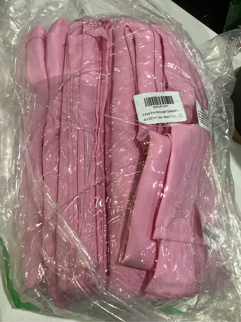 Condition photo showing Good Condition for brillmax 6 pack pink tablecloths 60 x 102 inch for 6ft rectangle tables - 150 gsm polyester fabric, 15" standard drop, water, stain & wrinkle resistant cloth cover for wedding banquet dining buffet pink 60x102 in, 6 pack
