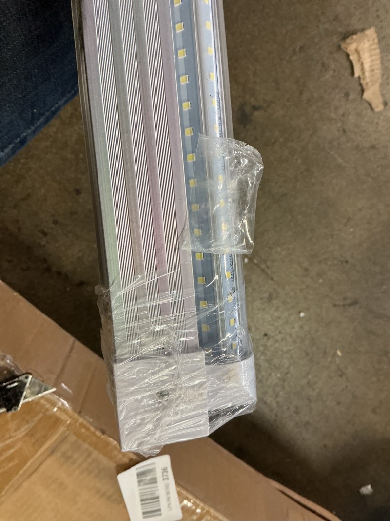 Condition photo showing As Is for SHOPLED 8FT 100W 15000LM 6000K Cool White High Output Linkable T8 Tube Fixtures, V-Shaped, 8 Foot Lights for Garage, Warehouse, 4 Pack 6000K 8FT 4P