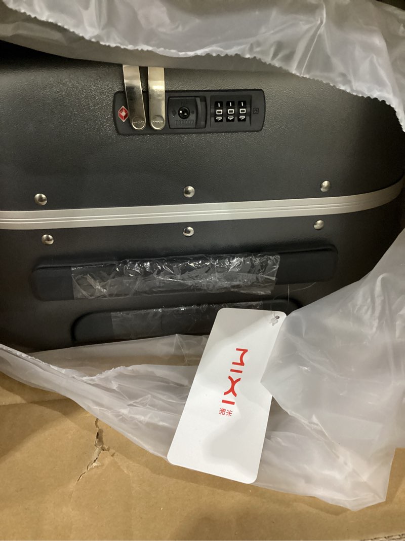 Condition photo showing New/Like New for mixi 20 Inch Carry On Luggage 22x14x9 Airline Approved PC Hard Shell Suitcase Top Opening Aluminum Frame Travel Suitcases with Wheels, Rock Gray Rock Gray 20 inch