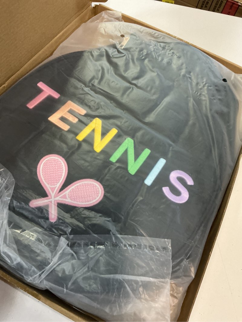 Condition photo showing New/Like New for tennis bags for women girl, tennis sling crossbody backpack, water resistant tennis bag for pickleball, tennis, racketball black