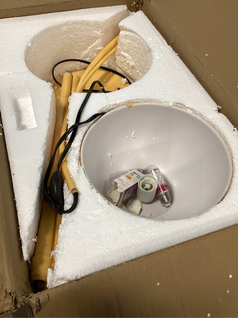 Condition photo showing As Is for MIXL-Modern Arc Yellow Floor Lamp,Tall Reading Lamps Floor Standing,Adjustable Macaron Color Floor Lamps for Living Room Bedroom and Office