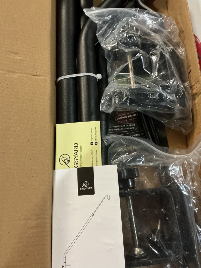 Condition photo showing Good Condition for kingsyard 2 pack heavy duty deck hook, 27"-39" adjustable metal deck railing hooks for hanging bird feeders, planters, suet baskets, lanterns, wind chimes, clamp mounted 2 27"-39" clamp mounted