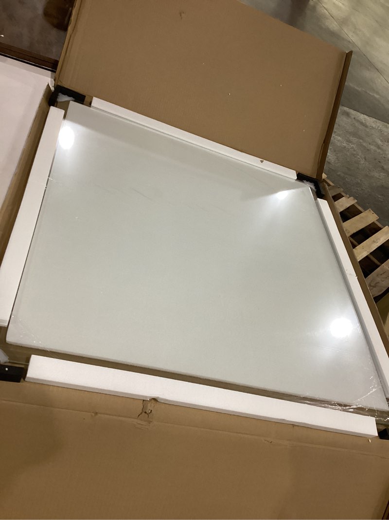 Condition photo showing New/Like New for [tempered glass] 36“ x 36” beveled edge glass chair mat with polished edge clear office chair mat, glides smoothly, suitable for carpet or hardwood floors 36“x36”