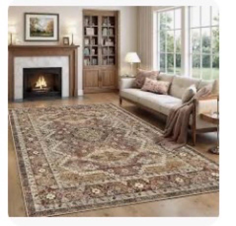 Brand: Rugland Rugland 8x10 Area Rugs - Stain Resistant Washable Rug Anti Slip Backing Rugs for Living Room, Vintage Tribal Area Rugs (TPRO7-Rust, 8'x10') Amazon's Choice
