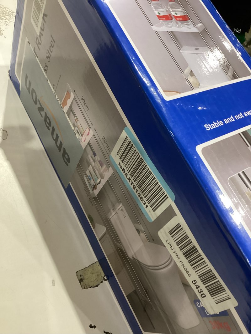 Condition photo showing Good Condition for Over The Toilet Storage Shelf, Multipurpose Toilet Storage Rack, 3-Tier Shelf Bathroom Space Saver Includes 3-Hooks, Freestanding Bathroom Organizer Above Toilet for Laundry, Restroom (3-Tier)