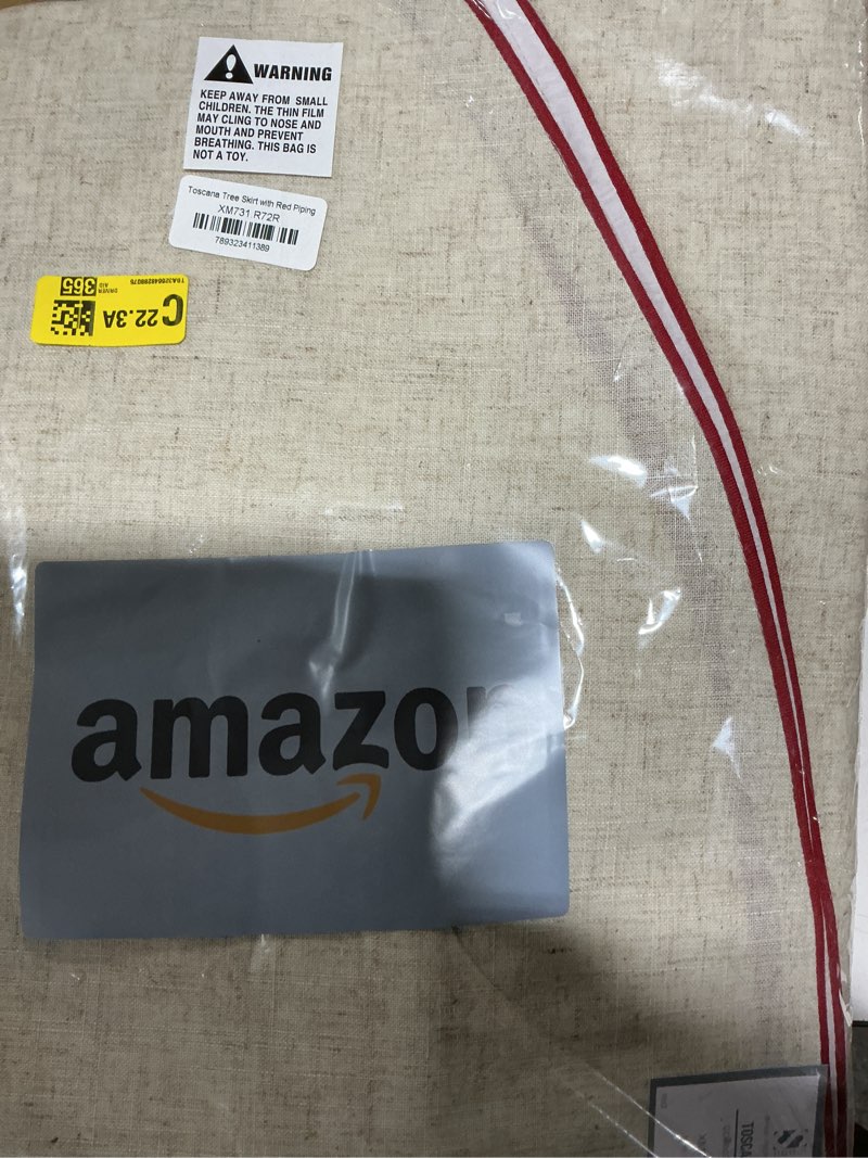 Condition photo showing Good Condition for Saro Lifestyle Toscana Tree Skirt with Piping, 72", Red Red 72"