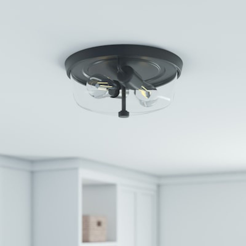 project source traywick 2 -light 12-in matte black flush mount light