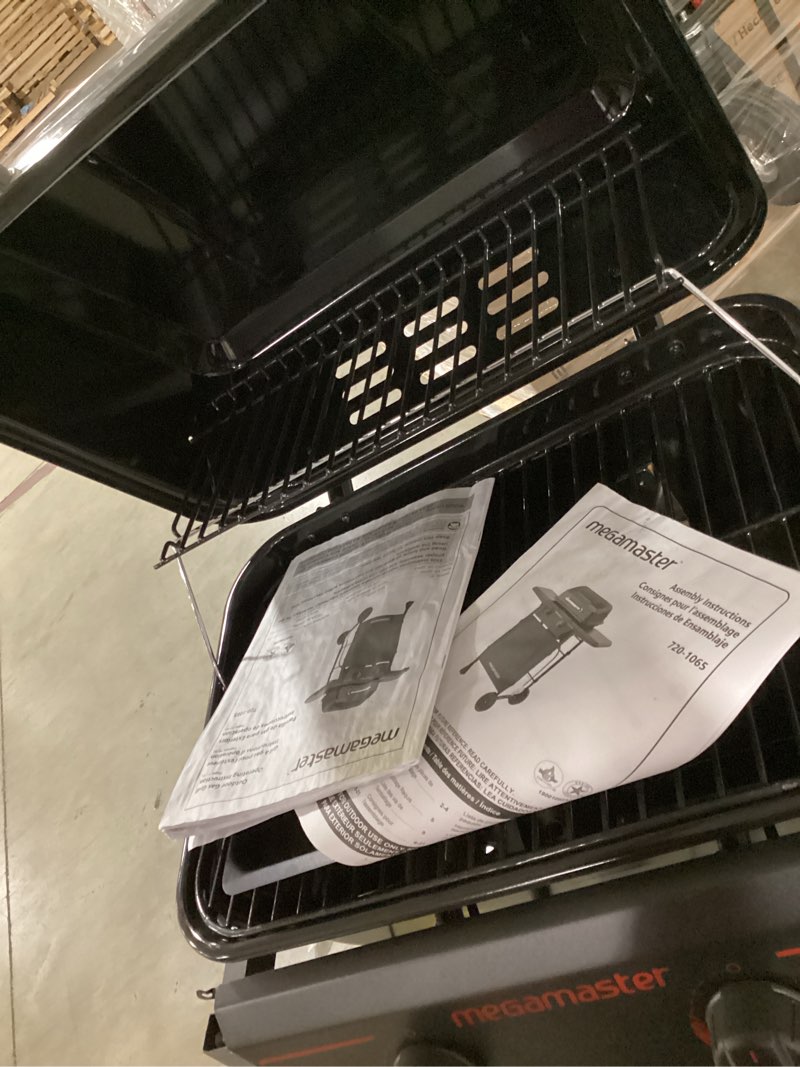Condition photo showing As Is for 2-burner propane gas grill in black