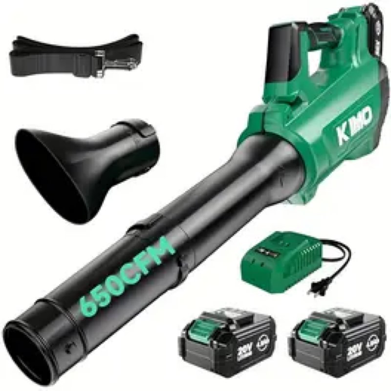 kimo leaf blower cordless with battery 650 cfm