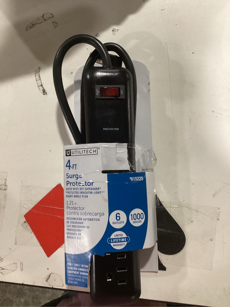 Condition photo showing Good Condition for Utilitech 4-ft Surge Protector 6 -Outlet 1000 Joules 1875 -Watts Black Indoor AC Surge Protector