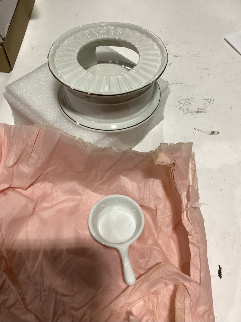 Condition photo showing New/Like New for kaycrown teapot warmer, ceramic tea warmer with tealight holder, teapot heater for heating coffee, milk, tea light heater, candle warmer (white)