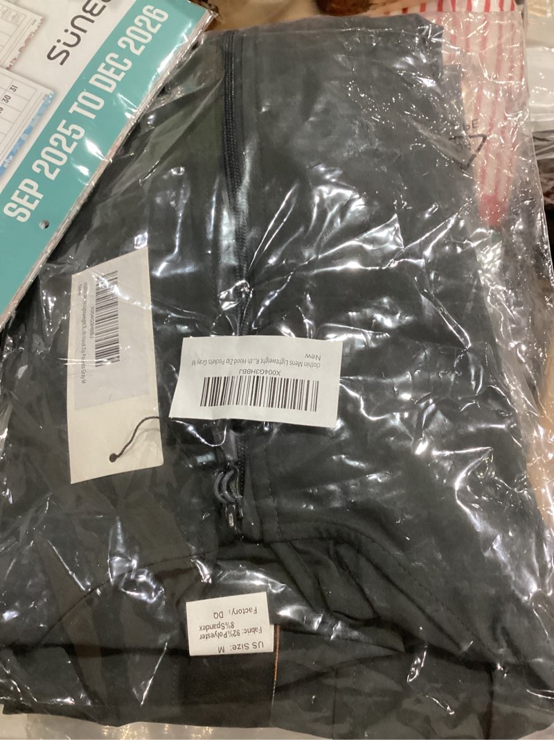 Condition photo showing New/Like New for clothin Mens Lightweight Running Jacket with Hood Zip Pockets for Fishing Hiking Travel Small Black