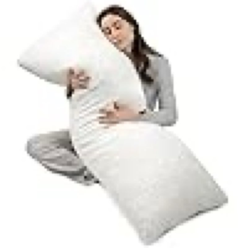 body pillow for adults, memory foam long pillow for bed sleeping, big large firm full body pillow for side sleeper, 20x54 inch, white