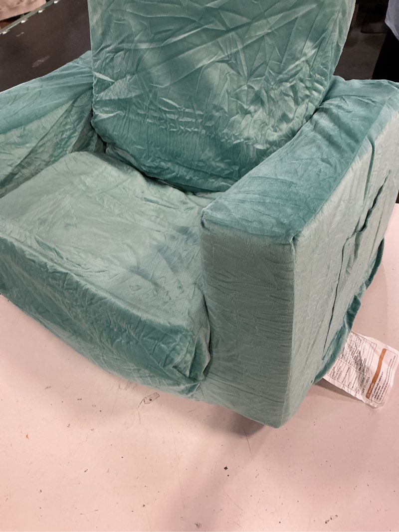 Condition photo showing As Is for kids couch, 2-in-1 toddler chair comfy 1-3 years, convertible kids chair, toddler couch that fold out, kid lounge chairs for boys and girls gifts, kids recline, double, teal large teal