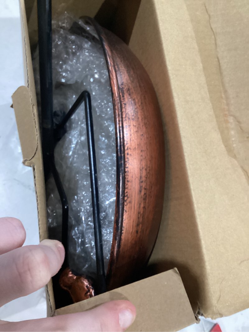 Condition photo showing As Is for dreamsoul 38 inch tall bird bath with stake, vintage copper bird bath for outside metal freestanding birdbath for garden yard patio 11 inch