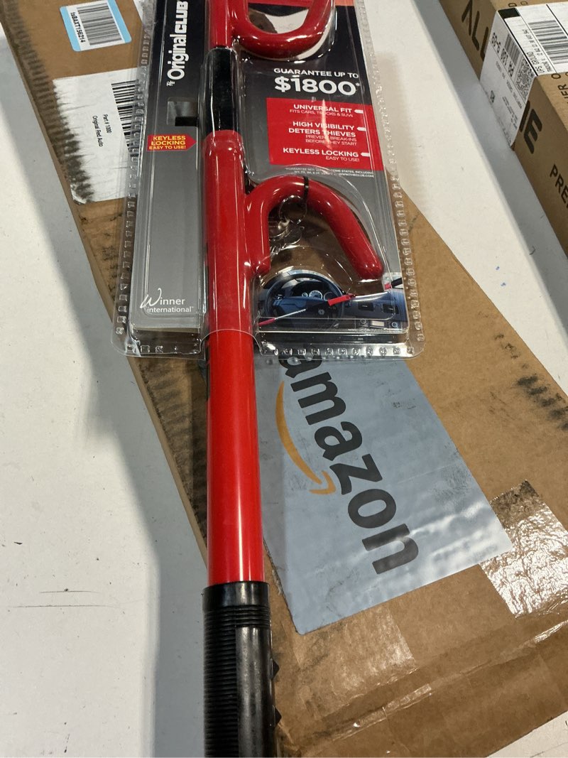 Condition photo showing New/Like New for Winner International The Club 1000 Original Club Steering Wheel Lock, Red Red Wheel Lock