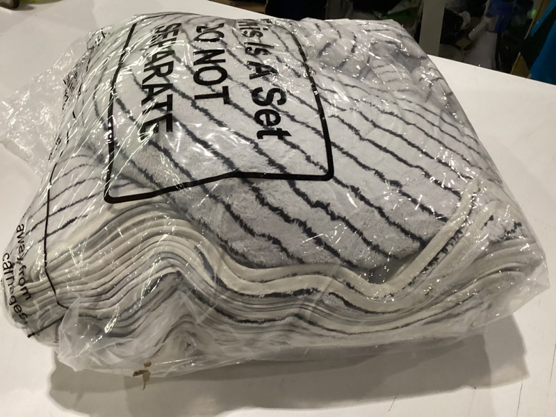 Condition photo showing Good Condition for 4 pieces extra large black and white striped bath towels set 35 x 70 in coral fleece oversized bathroom pool towel highly absorbent soft quick dry shower bath sheets for hotel spa pool