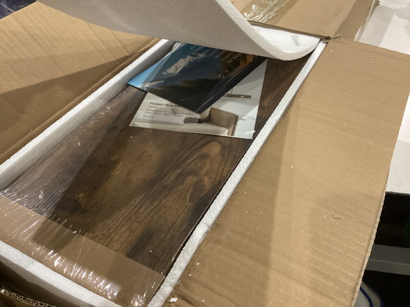 Condition photo showing New/Like New for forbena 36 inch floating shelves for wall long set of 3, large deep wall shelves for bedroom living room decor, rustic wood floating shelf for kitchen closet office tv plants books (dark brown)