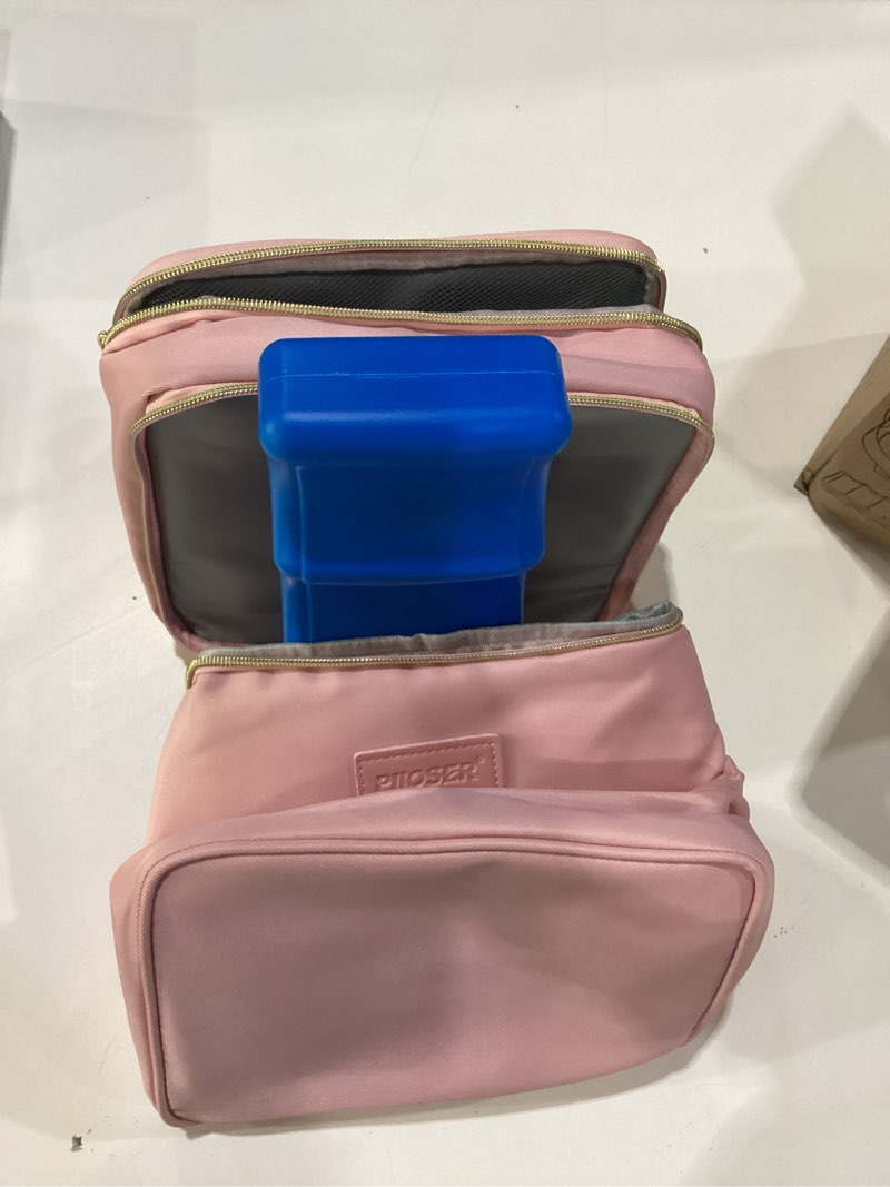 Condition photo showing New/Like New for PIIOSER Breastmilk Cooler Bag with Ice Pack Fits 6 Baby Bottles Up to 9 Ounce, Insulated Baby Bottle Tote Bags, Double Layer Waterproof Leak-Proof with Shoulder Strap for Nursing & Working Mom (Pink)