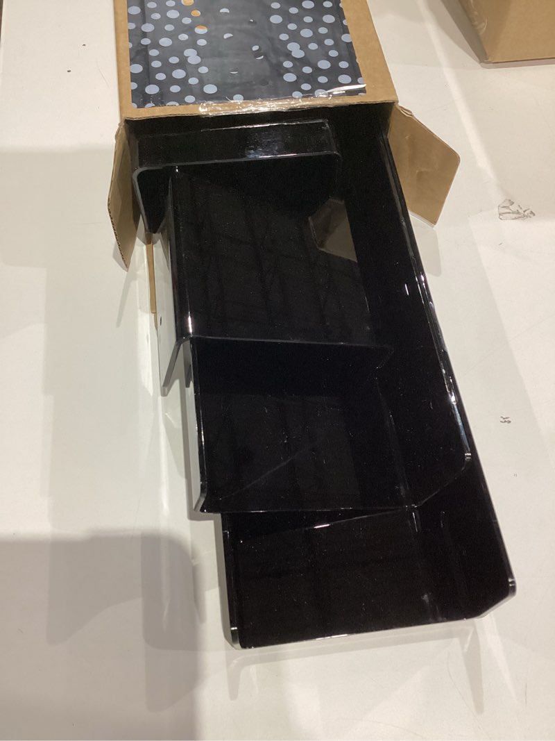 Condition photo showing Good Condition for upsimples Acrylic Shelves for Wall Decor, 15" Display Shelf Perfume Organizer for Bathroom, Bedroom, Living Room, Floating Bookshelves for Kids, Black, 4 Pack 4 Black